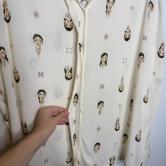 Johnny Was Schofield Button Down Shirt Faces Cream - Large - Picture 6 of 11